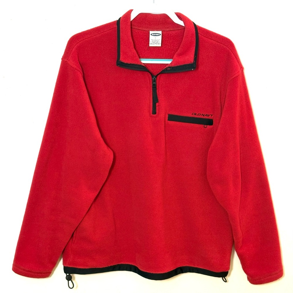Old Navy Men's Quarter Zip-Up Red & Black Jacket. Size L. EUC. - Picture 2 of 10